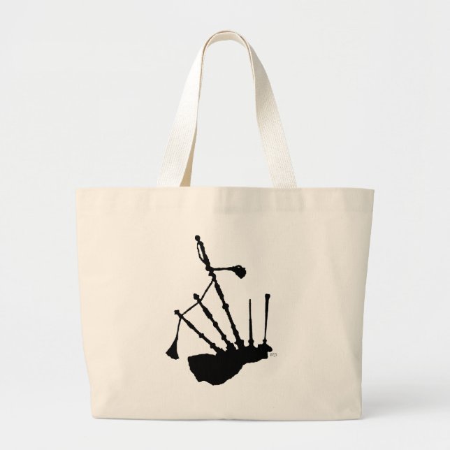 Bagpipes Silhouette Large Tote Bag (Front)