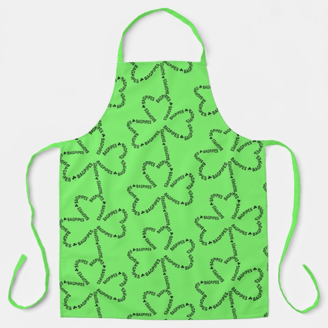 Bagpipes Text Shamrock  Apron (Front)