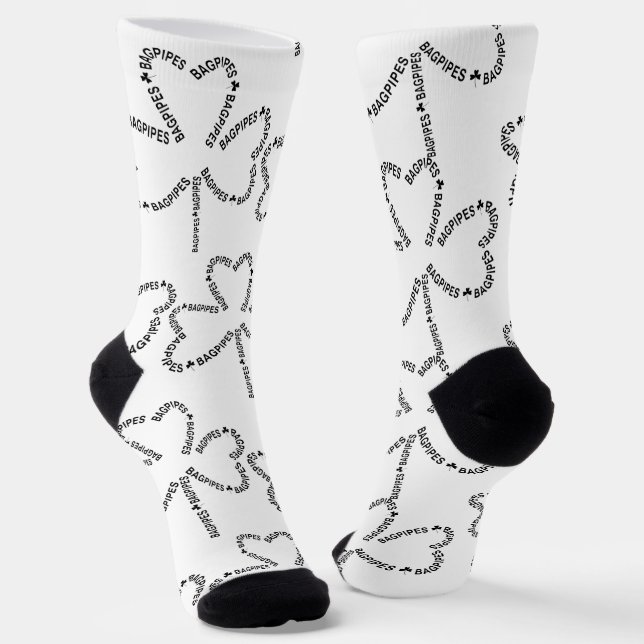 Bagpipes Text Shamrock  Socks (Angled)