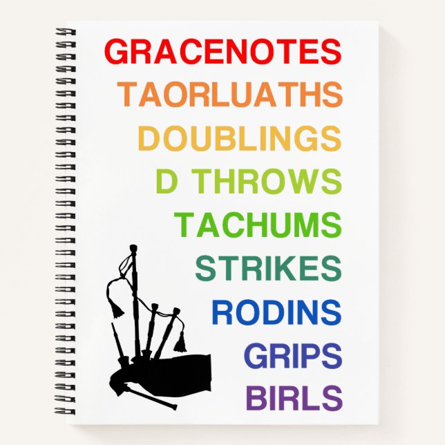 Bagpiping Notebook 8.5" x 11" (Front)