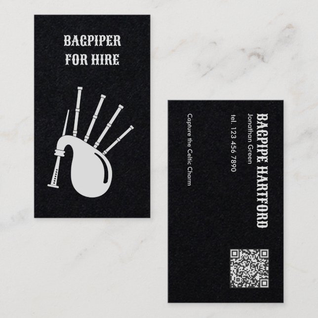 Bagpiping QR Code Business Card (Front/Back)