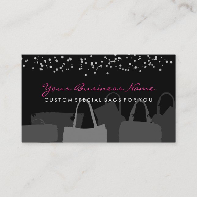Bags Drawing Black Business Card (Front)