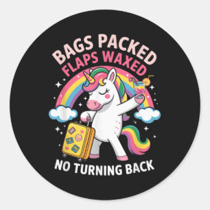 Bags Packed Flaps Waxed Funny Travel Funny Girls T Classic Round Sticker