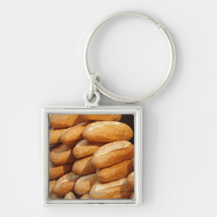 Baguette, bread, for sale in street by hawker. key ring