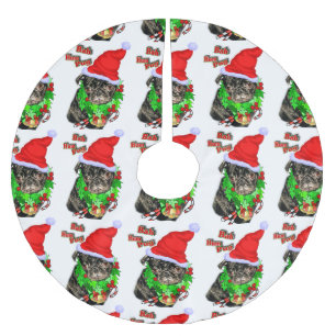 Bah Hum Pug Christmas Brushed Polyester Tree Skirt