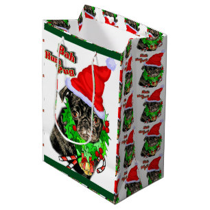 Bah Hum Pug Christmas Medium Gift Bag