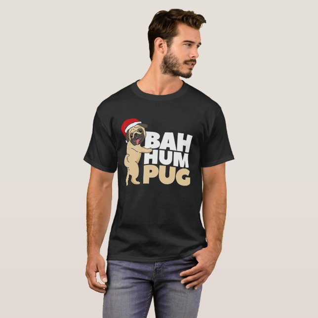 Bah Hum Pug Funny Xmas T-Shirt (Front Full)