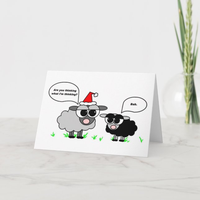 Bah Humbug - Black and Grey Sheep Holiday Card (Front)