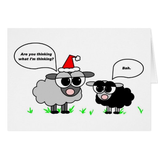 Bah Humbug - Black and Grey Sheep Holiday Card  Zazzle