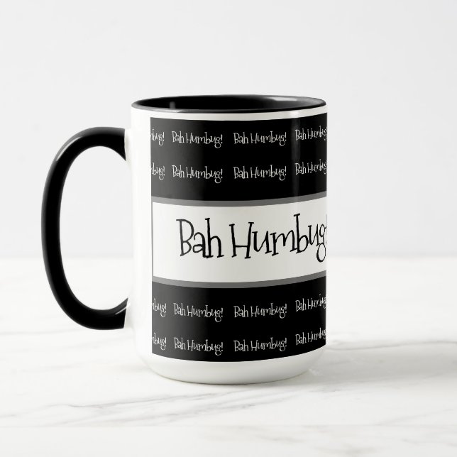 Bah humbug black Christmas Mug (Left)