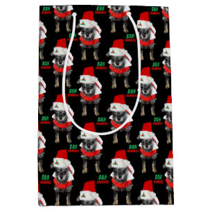 Bah Humbug Christmas Dog Pattern Medium Gift Bag