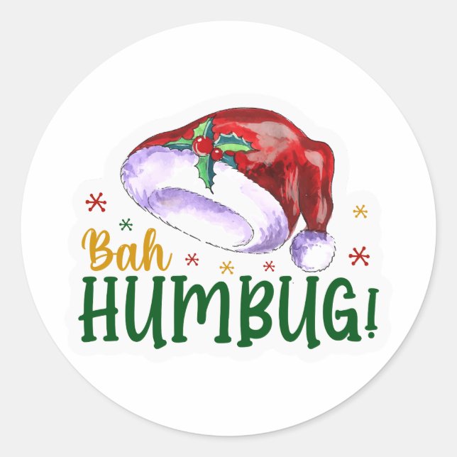 Bah humbug classic round sticker (Front)