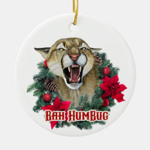 Bah Humbug Cougar Ceramic Tree Decoration
