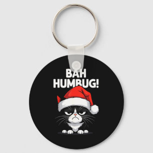 Bah Humbug Funny Bad Cat Christmas Hater Cat Lover Key Ring