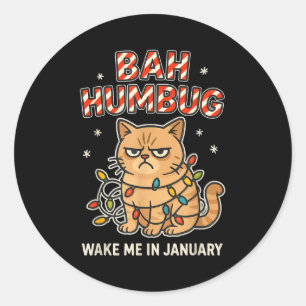 Bah Humbug Funny Bad Cat Christmas Hater Kitten Lo Classic Round Sticker