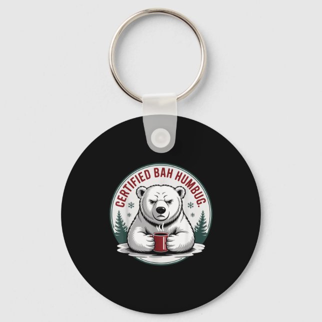 Bah Humbug Funny Christmas Lar Bear Sarcastic Holi Key Ring (Front)