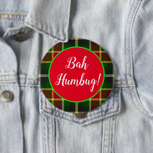 Bah Humbug Funny Christmas Plaid 10 Cm Round Badge