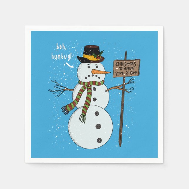 Bah Humbug Grumpy Christmas Snowman Introvert Napkin (Front)