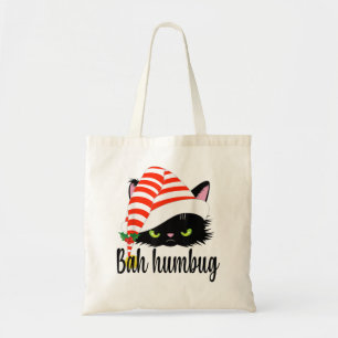 Bah Humbug Merry Christmas, Funny Cat Lover  Tote Bag