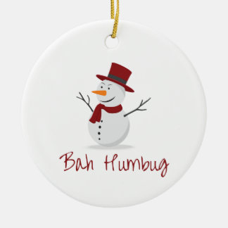 Bah Humbug -  Mischievous Snowman  - Christmas Ceramic Tree Decoration