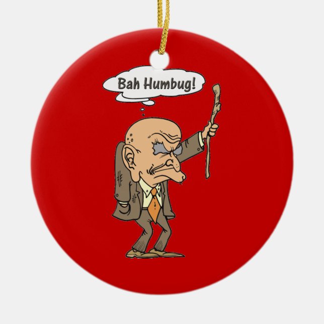 Bah Humbug Old Man Ceramic Tree Decoration (Front)