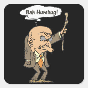 Bah Humbug Old Man Square Sticker
