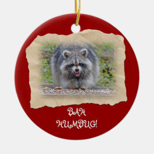 Bah Humbug Racoon Ceramic Tree Decoration