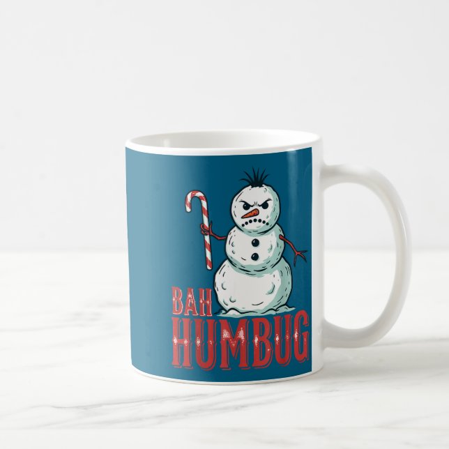 Bah Humbug Santa Hat Angry Snowman Sarcastic Chris Coffee Mug (Right)