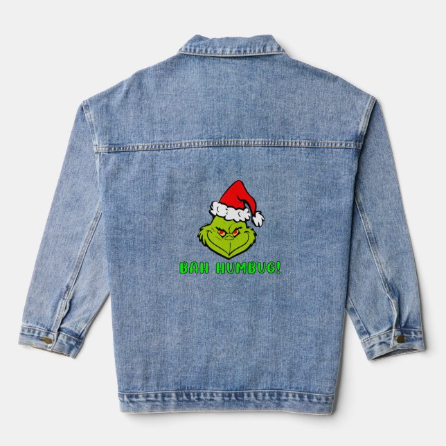 Bah Humbug Scrooge Essential Christmas Cartoon Denim Jacket (Back)