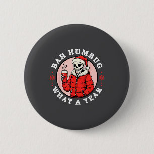 Bah Humbug Skull Hat Santa's Candy Christmas Pajam 6 Cm Round Badge