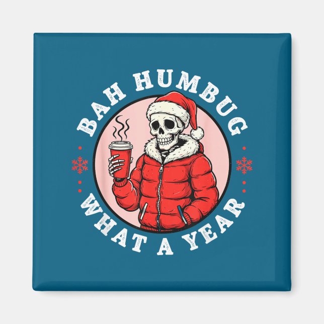 Bah Humbug Skull Hat Santa's Candy Christmas Pajam Magnet (Front)