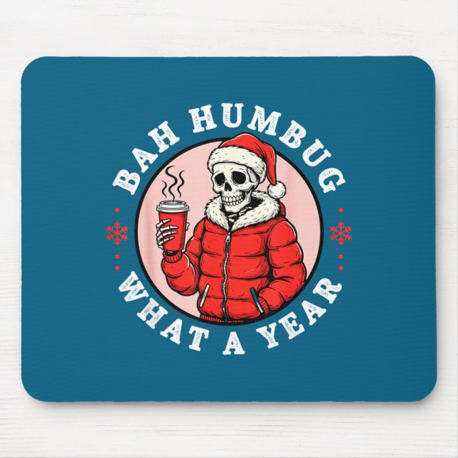 Bah Humbug Skull Hat Santa's Candy Christmas Pajam Mouse Mat (Front)