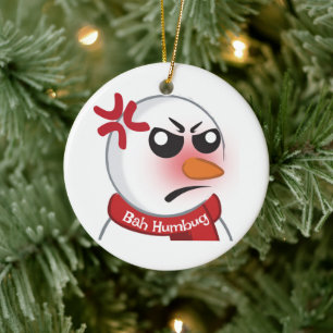 Bah Humbug Snowman Ceramic Tree Decoration