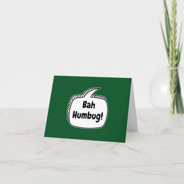 Bah Humbug! Speech Bubble Button Holiday Card (Front)