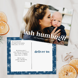 Bah Humbug Ugh Navy Funny Photo Holiday Postcard