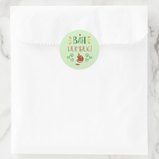 Bah Humbug w/Red Bauble Classic Round Sticker (Bag)