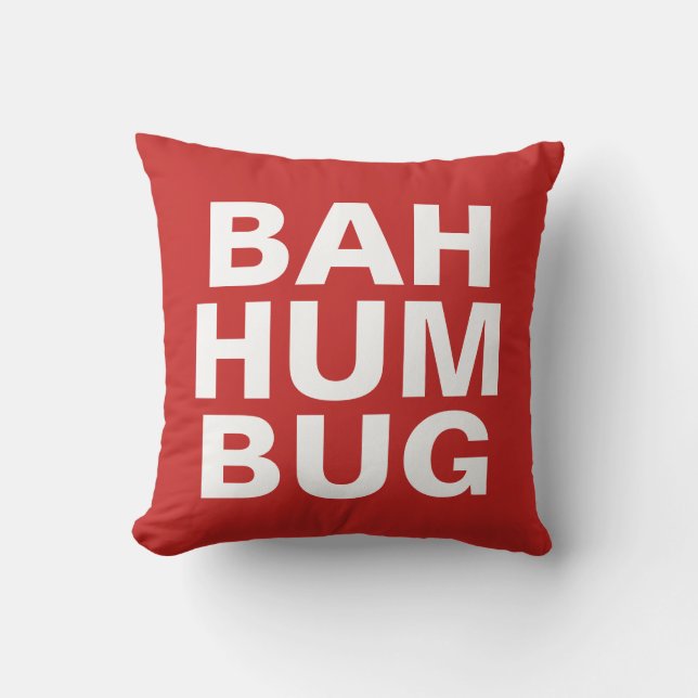BAH HUMBUG - white on red Cushion (Front)