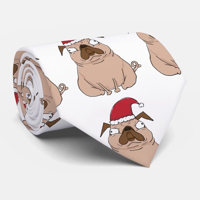 Bah Humpug Christmas Santa Pug Apparel Tie (Rolled)