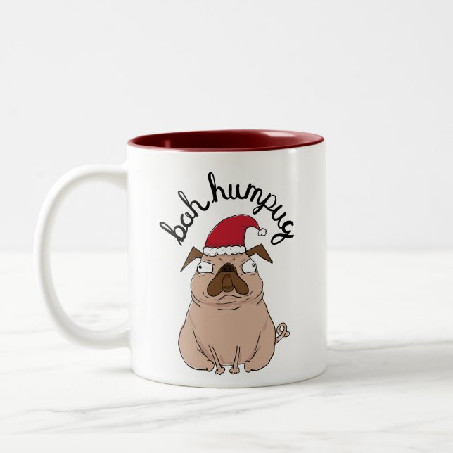 Bah Humpug Grumpy Santa Pug Mug (Left)