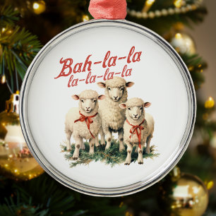 Bah La La Cute Retro Christmas Sheep Metal Tree Decoration