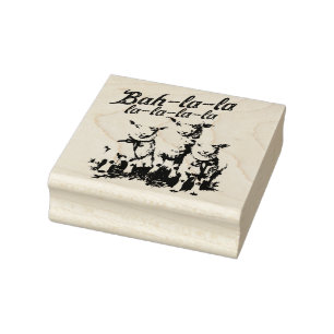 Bah La La Cute Retro Christmas Sheep Rubber Stamp
