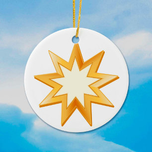 Baha'i Faith, Gold Symbol Ceramic Tree Decoration