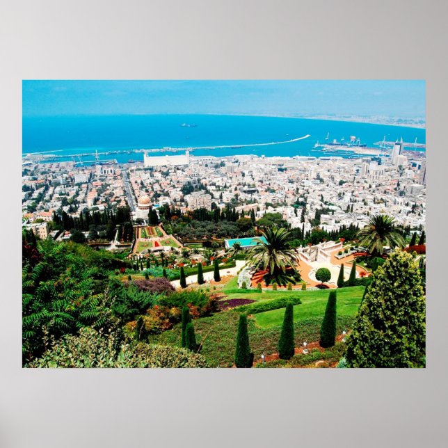Bahai Gardens above Haifa, above Mt. Carmel poster (Front)