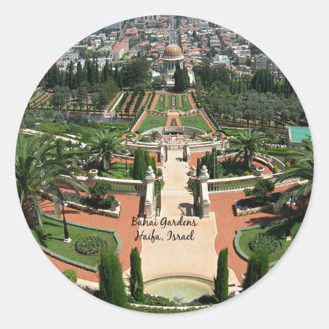 Bahai Gardens, Haifa, Israel, Classic Round Sticker (Front)