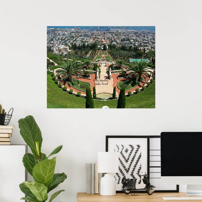 Bahai Gardens in Haifa, Israel Poster (Home Office)