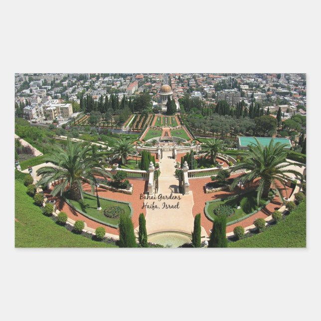 Bahai Gardens in Haifa, Israel Rectangular Sticker (Front)