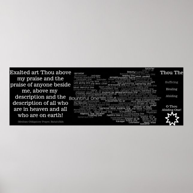 Baha'i Long Healing Prayer Adjectives Poster (Front)