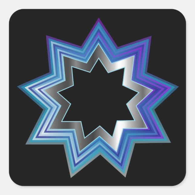 Bahai Religion Symbol- Nine pointed star Square Sticker (Front)