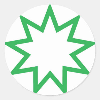 Bahai star green classic round sticker