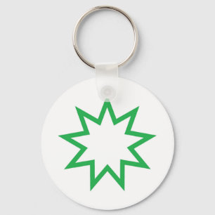 Bahai star green key ring